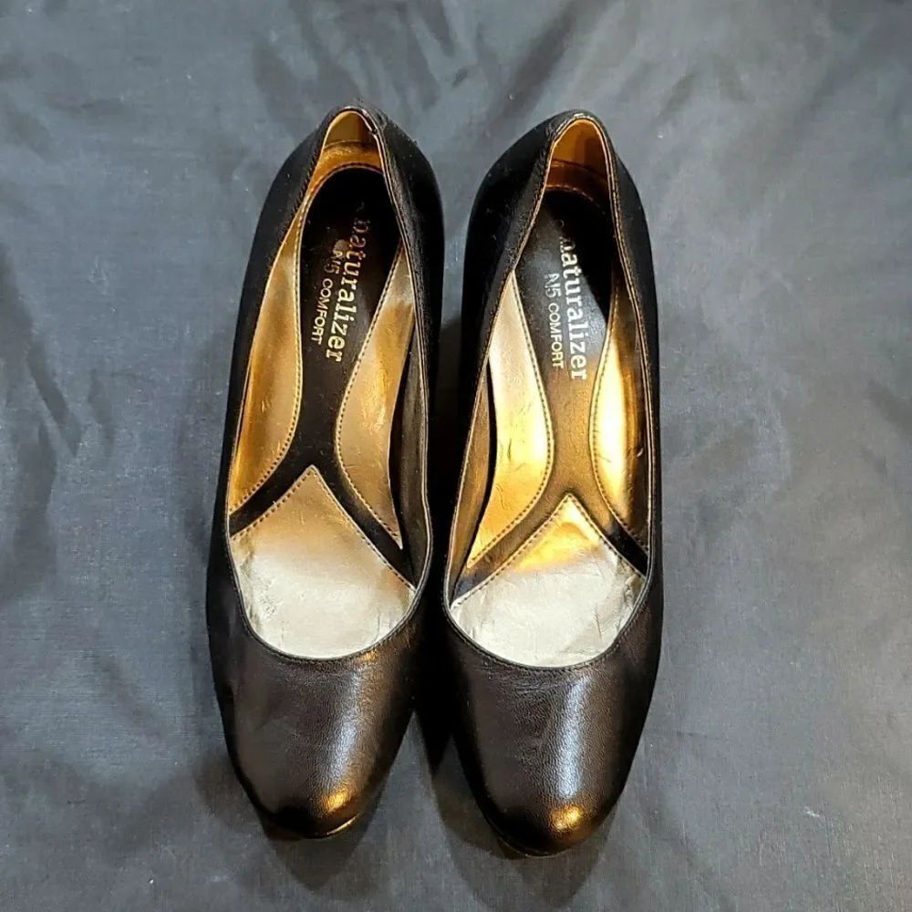 NATURALIZER N5 COMFORT LEATHER LOW HEEL PUMP